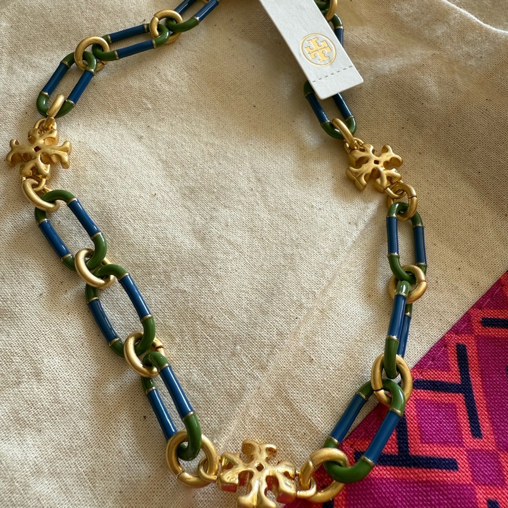 Tory Burch Gold, Blue, and Green Necklace